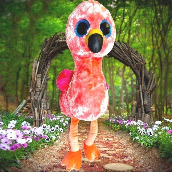 Ty Beanie Baby Gilda Flamingo Plush Stuffed Animal 26”x15” - Picture 1 of 15
